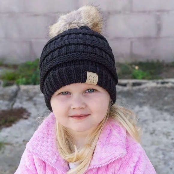 C.C Kids Beanie with Pom - Picture 2 of 5